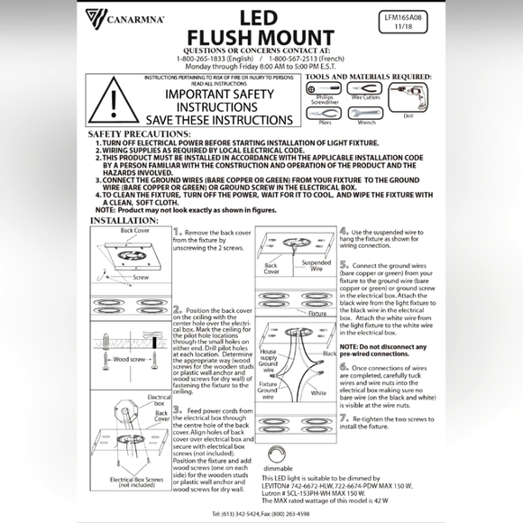 BISCAYNE BRUSHED NICKEL - CANARM Flush Mount Light (COPY) - Picture 7 of 8